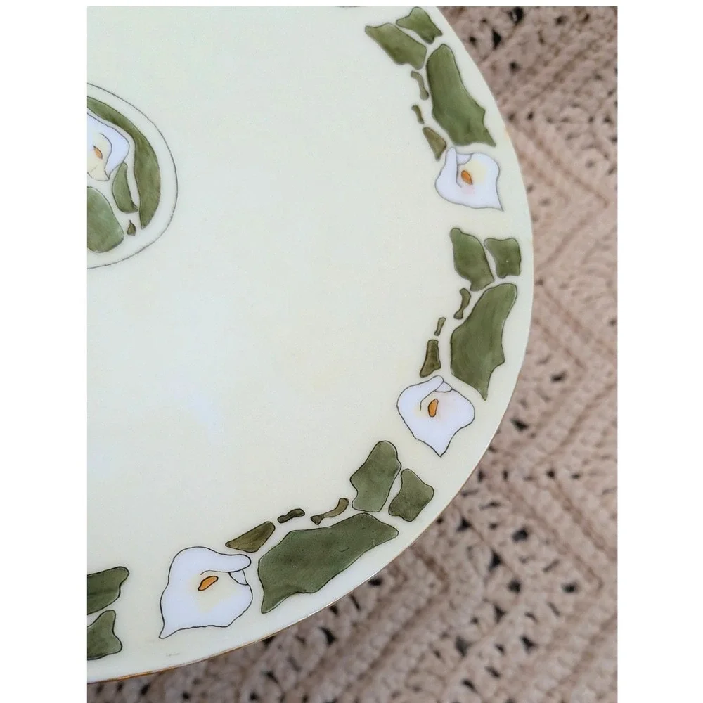 Vintage Hand Painted Calla Lily Ceramic Plate Art Nouveau Floral Decorative 8in